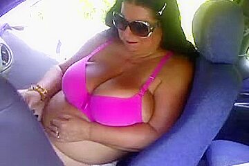 European Busty Mature Stripping In The Car For Her Bf