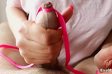 Bondage Tied Cock And Balls   Femdom Edging Handjob