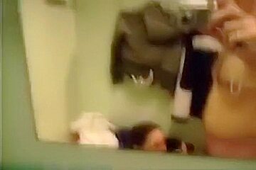 Pretty Brunette Girlfriend Make A Hell Of A Blowjob In Men's Changing Room,damn