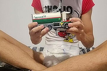 Abdl Diaper Boy Playing And Jerking Off With His Toys