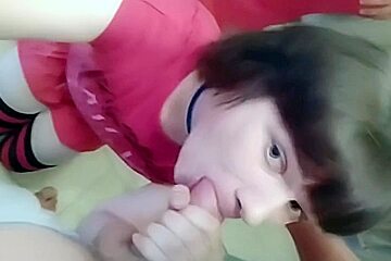 Cute Crossdresser Slut Deep Blowjob Cum Eating Foxyq Sl