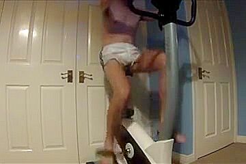 (90) SHINY NYLON SHORTS EXERCISING WANK JERK OFF CUM
