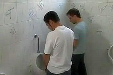Latinos Threesome In Restroom