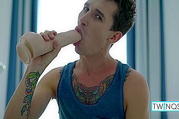 Hot Boy Toy Noah Drills His Butt With Dildo And His Own Cock
