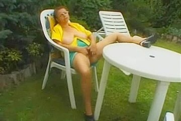 Unshaved Granny Masturbates In The Garden