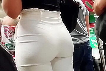 See Thru White Pants Big Butt