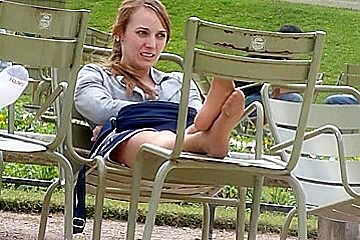 Highly Hot Candid Nylon Feet Outdoors