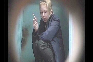 Amateur Shots Of Smoking Ladies On Their Hunkers Taking A Leak