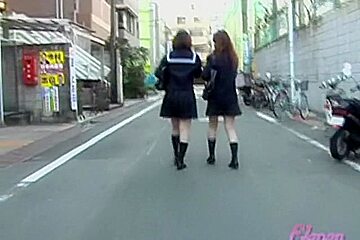 Street Sharking Video Featuring Two Japanese Schoolgirls (18)+