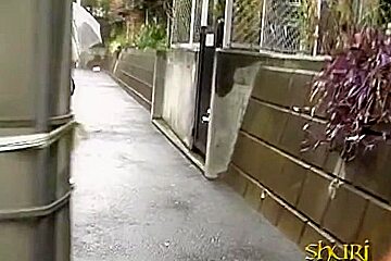 Chubby Japanese Babe Got A Street Sharking In The Rain.