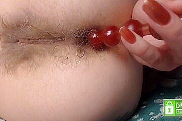 Close Up Playing With Different. Pushing Out Anal Beads Without Hands From Sexy Hairy Asshole