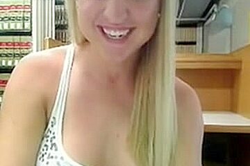 Cute Blonde Masturbates In Library