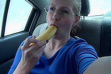 Fucking Pussy Hardly With Banana In The Car / Public