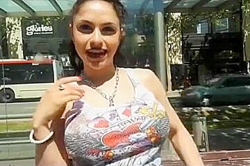 Marta La Croft Shows Her Huge Breasts In Public Before Getting Fucked