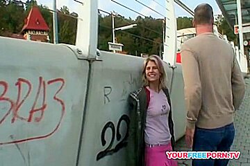 Chubby Blonde Teen (18)+ Gets Fucked By A Stranger In Public