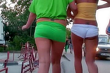 Green Shorts Of This Slender Chick Attracted A