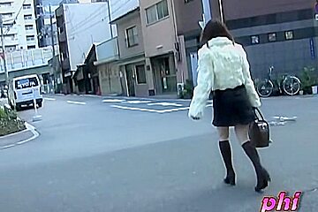 Slender Japan Teen (18)+ Got Her Skirt Sharked In The Street