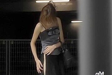 Sharking Of A Stunning Slender Girl On Streets Of Japan