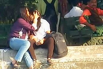 Indian Lesbian Babes Smooch Publicly