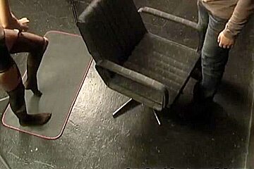 Skinny Brunette Broad Gets Her Pantyhose Messed Up
